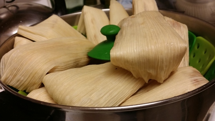 Tamales about to steam